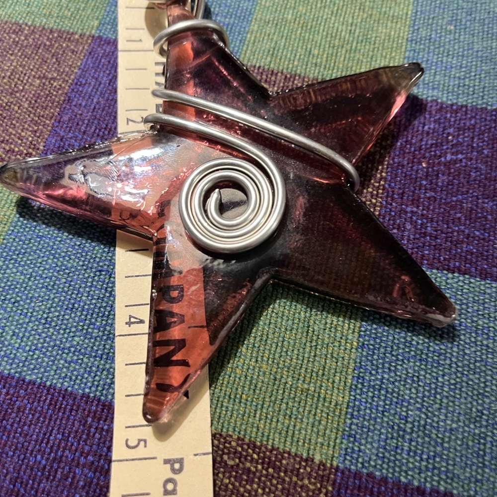 Purple Pink Fused Glass Star Ornament